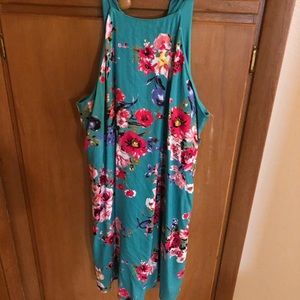 NWOT blue floral dress, L